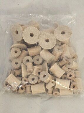 Unfinished spool shapes 1/2" - 2", approx 65-70 pieces